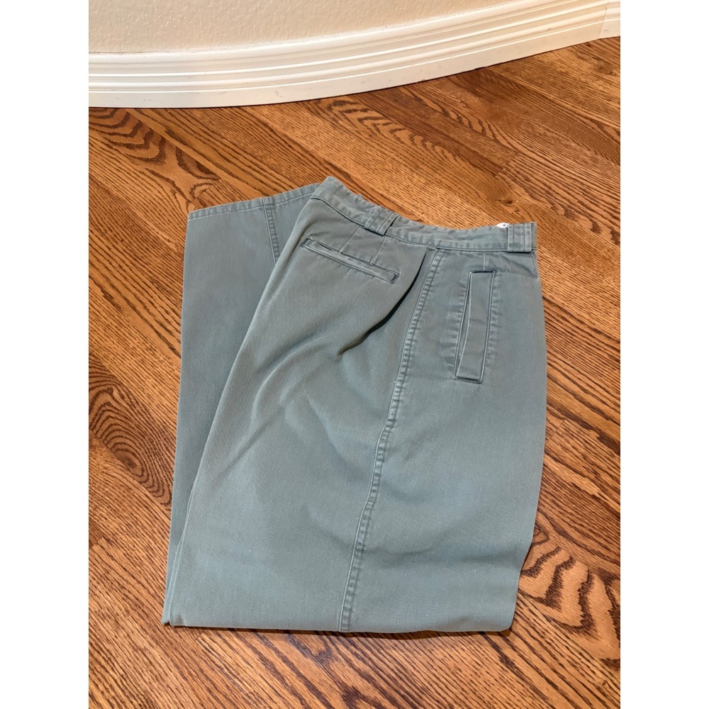 Vintage Talbots Straight Leg Pants Womens 8 Washed Gray Cotton Pleat Chino Khaki